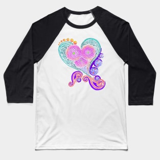 Floral Heart Fantasy - Hearts and Flowers Baseball T-Shirt